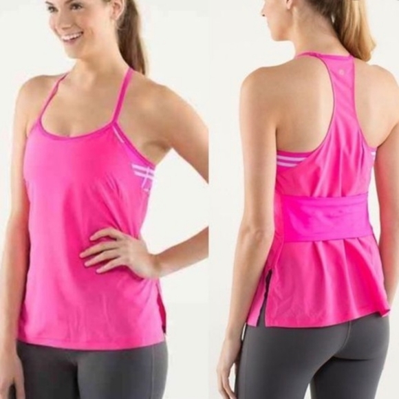 Lululemon Amped Up Tank Top Raspberry Glo Light Groovy Multi Stripe - Picture 1 of 10